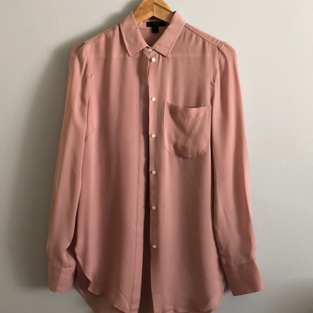 JCrew Blush Silk Shirt
